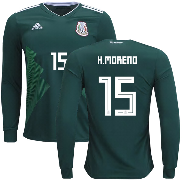 Mexico #15 H.Moreno Home Long Sleeves Kid Soccer Country Jersey